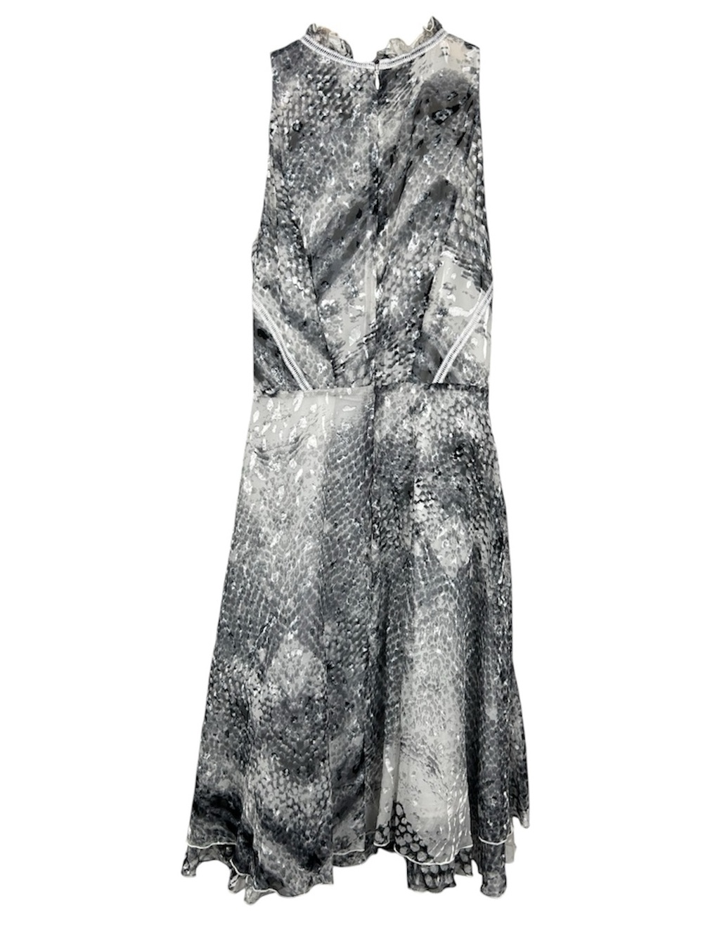 REISS Sibilla Burnout Snake Print Dress, Grey, Size 4 - Picture 8 of 16